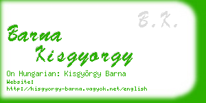 barna kisgyorgy business card